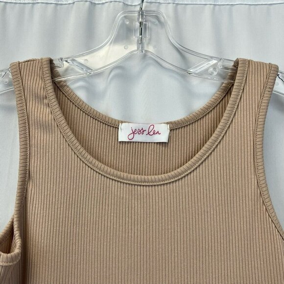 Jess Lea Womens Cara Bodycon Dress Brown Latte Ribbed Scoop Neck Sleeveless S - Picture 9 of 11